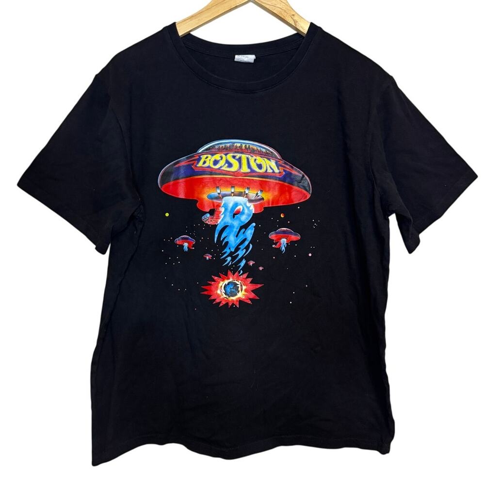 Boston Band T-Shirt Men's L Black Classic Spaceship Album Art Made In USA